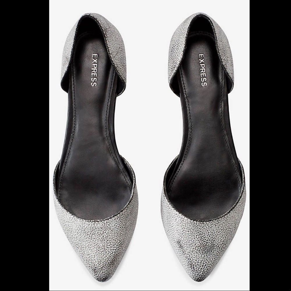 Express silver and black pointed flats